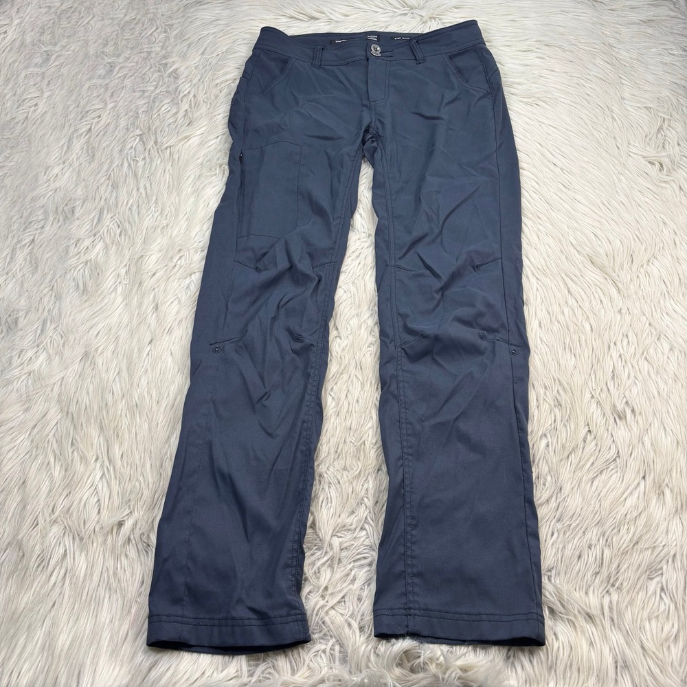Prana Women's 4 Blue Halle Low Rise Straight Pant Granola Girl Hiking Roll Leg